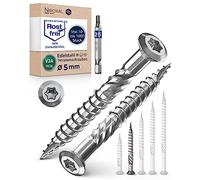50 mm long stainless steel terrace screw, TORX cutting groove, lens head and shaft ribs, made of V2A, 5 mm thick 50 mm, screw length: 500 pieces, 32 mm, part thread, terrace screw, 5 x 50 mm