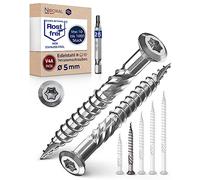 50 mm long stainless steel terrace screw, TORX cutting groove, lens head and shaft ribs, made of V4A, 5 mm thick 50 mm, screw length: 500 pieces, 32 mm, part thread, terrace screw, 5 x 50 mm