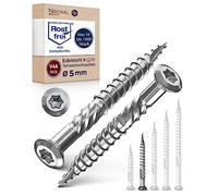 50 mm long stainless steel terrace screw, TORX cutting groove, lens head and shank ribs, made of V4A, 5 mm thick 50 mm, screw length, 10 pieces, 32 mm, part thread, wood screw, terrace screw, 5x50 mm