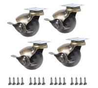 50 mm Swivel Casters, Retro Furniture Casters for Chairs, Side Tables, Tea Carts, 120 kg Total Load Capacity (Set of 4) with Brake