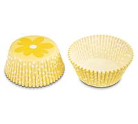 50 Muffin Cups Yellow with Flower Pattern Ø 5 cm Eva