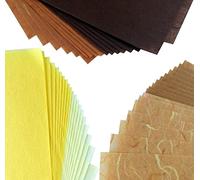50 Mulberry Paper Sheets Plain Colors Origami Design Craft Hand Made Art Tissue Japan Washi Card Making Decoupage (Yellow)