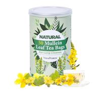 50 Mullein Tea Bags for Lungs, VitalForest 100% Pure Mullein Leave Tea, Lung Detox Cleanse Mullen Tea for Smokers Breathe Deep and Respiratory Support, Caffeine Free Mullin