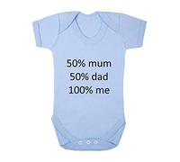 50% Mum 50% dad 100% me Genetics Baby Grow Vest, 6-12 Months, Pastel Blue