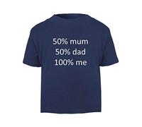 50% Mum 50% dad 100% me Genetics Short Sleeve Cotton Toddler t Shirt, 3-4 Years, Navy