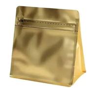50 Mylar Aluminum Foil Flat Bottom Storage Bags for Coffee | One-Way Degassing Valve Press Zipper Heat-Sealable Airtight Resealable(Gold,With 150g)