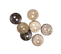 50 Natural Coconut Buttons (12 mm) 2 Holes Bi-Colour Made and from Spain
