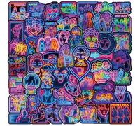 50 Neon K-Pop Aesthetic Stickers - Glossy Waterproof PVC Decals (5-6 cm) for Laptops, Water Bottles & Phones; Boy Band & Girl Group Fan Art, Cyberpunk Hunter Neon Sign Vinyl; Gifts for Teens & Adults