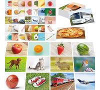 50 Noun Flashcards, Picture & Word Photo Cards Language Builder Visual Aid Language Learning Tool for Autism, ESL Teaching Materials for Adults, Non-Verbal Children Vocabulary Builder for Kids