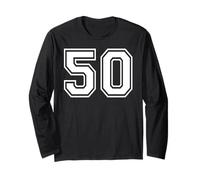 50 Number Fifty Team Sports Graphic Design Matching Varsity Long Sleeve T-Shirt