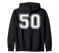50 Number Fifty Team Sports Graphic Design Matching Varsity Zip Hoodie