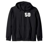 50 Number Fifty Team Sports Graphic Varsity Matching Zip Hoodie