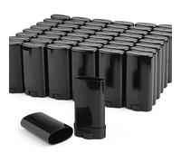 50 Pack 0.5 oz/15ml Black Sample Deodorant Container,Empty Oval Twist-Up Plastic Tubes Containers for Chapstick,Large Lip Balm,Lotion Bar Sticks,Perfume Solid Lotion,Homemade Salve,Pocket Deodarant