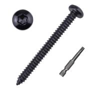 50-Pack #10 x 2 Pan Torx Head Self Tapping Screws Black, 304 Stainless Steel 18/8, Black Coated, Rounded Head (Torx Bit Included)