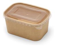 50-pack 1000ml Rectangular Kraft Paper Bowl Food Storage Containers with Clear Lids