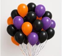 50 Pack 10inch Halloween Decoration Black Orange Purple Latex Balloons For Boys Men Basketball Birthday Baby Shower Wedding Graduation Party Decorations