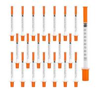 50 Pack 1ml Syringe 0.3x13mm 30G, Plastic Multiple Uses Measuring Tools, Hand Push Syringe With Cap, liquid measuring tool for Lab, Baking, Pet, Glue, Individually Sealed Packed