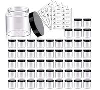 50 Pack 2 OZ Plastic Jars Round Clear Cosmetic Container Jars with Lids, Eternal Moment Plastic Slime Jars for Lotion, Cream, Ointments, Makeup, Eye shadow, Rhinestone, Samples, Pot, Travel Storage