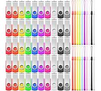 50 Pack 2GB Flash Drives Bulk USB 2.0 USB Gig Stick USB Flash Memory Storage Device with Lanyard Set Swivel Thumb Gig Stick for Data Storage Backup Transport Migration, Mixed 10 Color