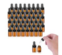 50 Pack,2ml Amber Glass Dropper Vial for Essential Oils,Empty Glass Eye Dropper Bottle With Black Screw Cap,Glass Liquid Pipette Travel Test Sample Perfume Vial-Transfer Pipette Included
