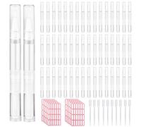50 Pack 3 ML Transparent Twist Pens 10 Pcs dropper Empty Cuticle Nail Oil Pen Nail Applicators with Brush Tip Cosmetic Lip Gloss Containers Applicators with 10 labels Eyelash Growth Liquid Tube
