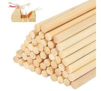 50 Pack 30cm x 6mm Wooden Dowel Rods, Round Bamboo Sticks for Craft DIY | Unfinished Round Bamboo Dowels, Smooth Burr Free Surface, for DIY Model Building Craft Pyrography Home Decor Ornaments