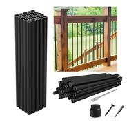 50-Pack 36"x3/4" Aluminum Deck Balusters Hollow Round Deck Railing Spindles Matte Coated Black for Wood and Composite Deck Indoor Outdoor