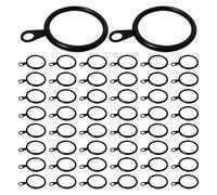 50 Pack 38mm Metal Curtain Rings, Rustproof Matte Black Metal Curtain Drapery Pole Rings for Curtains Poles, Shower Curtains Rods, Fit Rods up to 35mm Diameter
