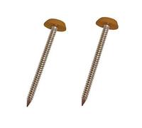 50 Pack 40mm Oak/Tan UPVC Poly Top Pins Nails | UV Resistant Stainless Steel Plastic Headed Polypins for Durable and Weatherproof Fixing of Soffits, Fascias, and Roofline Trims