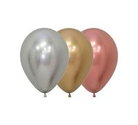 50 Pack 5 Inch Reflex Assorted Gold Silver Rose Gold Balloons Helium