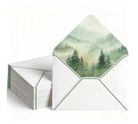 50 Pack 5"x7" Envelopes Forest 135 x 185mm White Envelopes for Birthday | 150gsm Thick Paper V Flap Invitation Envelopes for Weddings, Graduations, Greeting Cards, Baby Shower, Thank You Cards