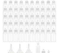 50 Pack 5ml-100ml Plastic Dropper Bottle Empty Squeezable Eye Dropper Liquid Dispenser Travel Dropper Bottles with Funnel with Screw Caps for Essential Oils Paint (5ML,White)
