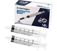 50 Pack 5ml Plastic Syringes with Caps for Science Labs, Liquid Measuring, Watering, Refilling, Oral,Pet