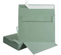 50 Pack 5x7 Inch Coloured Self Adhesive Envelopes for Weddings, Party Invitations, Greeting Cards, Announcements, Photos, 5.1 x 7.1 inches, Sage Green