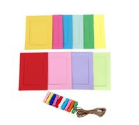 50 Pack 5x7'' Photo Frame 10 Colors Paper Photo Frame with Wood Clips and Hemp Rope for Photo Hanging Display Home Wall Decor Children's Room Layout