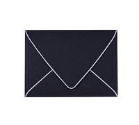 50 Pack, A7 Black Envelopes With Silver Border, Invitation 5 x 7 Envelopes - For 5x7 Cards| Self Seal| Perfect for Weddings, Invitations, Photos, Baby Shower| 5.25 x 7.25 Inches(Black-Silver Border)