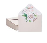 50 Pack A7 Envelopes with Floral Liner for 5x7 Invitations, Greeting Cards, Weddings (7.25 x 5.25 In) - Ivory