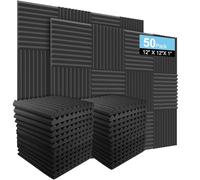50 Pack Acoustic Panels Soundproof Studio Foam for Walls Sound Absorbing Panels Sound Insulation Wedge for Studio, 30 X 30 X 2.5cm (Black)