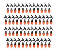 50 Pack Adjustable Drip Irrigation Sprinklers- 4mm Misting Nozzles for Garden Greenhouse Patio- Atomizing Watering Emitters with Tee Joints- Black Orange(50Pcs)