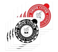 50 Pack Alcohol Protection Cup Cover Protector Stick 4 Inch - Red Black Disposable Lid Stickers Adhesive Glass Cover Protector