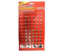 50 Pack Assorted Mixed Alkaline Button Cell Batteries AG1/LR621 | AG3/LR41 | AG4/LR66 | AG10/LR54 | AG12/LR43 | AG13/LR44 Battery for Watches, Toys, Calculators, Key Fobs