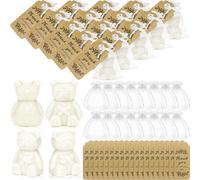 50 Pack Baby Shower Soap Favors, Scented Bear Soaps Bulk, Handmade Mini Cute Bath Soap with Thank You Card Gift Box for Boys Kids Decoration Guest Gift Supplies, White