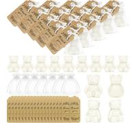50 Pack Baby Shower Soap Favours, White Bear Soaps with Organza Bags | Scented Guest Soaps with Thank You Tags for Gender Reveal, Christening, Birthday Parties and Baby Shower Gifts