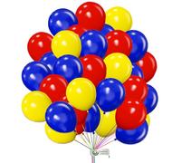 50 Pack Balloons Pack Of Red, Blue & Yellow Plain Balloons 10 Inch Balloons, Birthday Party Balloon Decoration for Wedding Baby Shower Graduation Party