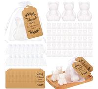 50 Pack Bear Soap Favors White Baby Shower Soap Favors with Thank You Cards and Packaging Bags for Boys Girls Kids Baby Shower Decoration Guest Gift Supplies