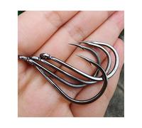 50 Pack Big Eye Fishing Hook Circle Offset Fishhooks Barbed Saltwater High Carbon Steel Fish Hooks for River(14)