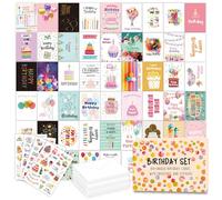 50 Pack Birthday Cards With Envelopes and Stickers, Unique Designs Happy Birthday Cards Bulk, Birthday Greeting Cards Set for Family Friends Work Office