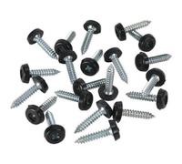 50 Pack Black Numberplate Screws - 4.8 X 24mm Plastic Enclosed Head Fasteners