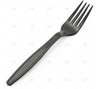 50 Pack Black Plastic Forks Re-usable Cutlery Party Picnic BBQ Event Heavy Duty