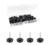 50 Pack Black Push Pins, Durable Round Head Flat Thumb Tacks, Multipurpose Black Drawing Pins, Pushpins for Wall Maps Posters Photos Cork Board Bulletin Board Maps Office Home Decor
